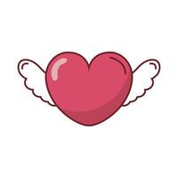 happy valentines day heart with wings vector