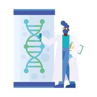 dna structure in jar and chemical man design vector