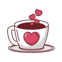 feliz dia de san valentin taza de cafe con corazones vector