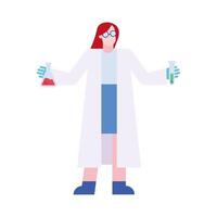 mujer química con matraz y tubo de diseño vectorial vector