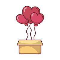 happy valentines day heart balloons with box vector