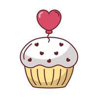 delicioso cupcake dulce con corazón vector