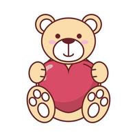 happy valentines day teddy bear with heart vector