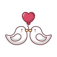 happy valentines day birds with heart vector