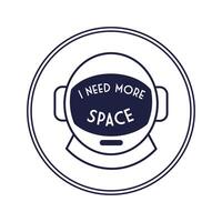 space circular badge with astronaut helmet line style vector