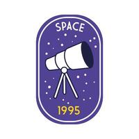 space badge with telescope line and fill style vector