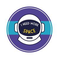 space circular badge with astronaut helmet line and fill style vector