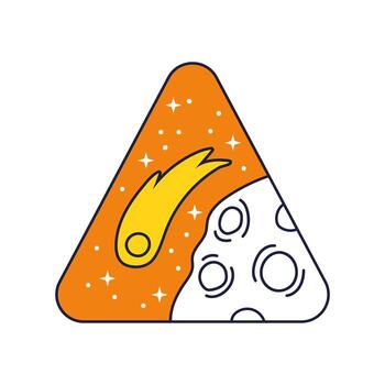 insignia triangular espacial con la línea del planeta Marte y el estilo de relleno vector