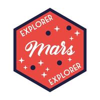 space badge with explorer mars lettering line and fill style vector