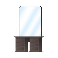 wooden dressing table with mirror vector