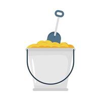 sand bucket with shovel flat style icon vector