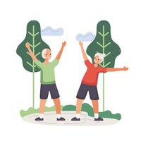 active senior couple practicing exercise vector