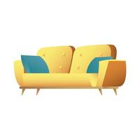 yellow double sofa with cushions vector