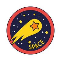 space badge with shooting star line and fill style vector