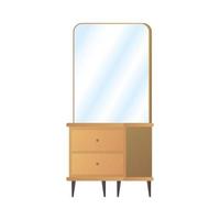 wooden dressing table with mirror icon vector illustration design