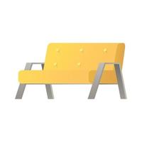 sofá amarillo doble muebles casa icono aislado vector