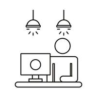 user avatar working in desktop line style icon vector