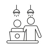 avatar couple working on laptop line style vector