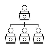 four worker network coworking line style icon vector