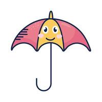 kawaii umbrella comic character vector