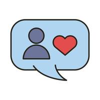 profile avatar with heart in speech bubble line and fill style icon vector