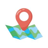 paper map with pin location flat style icon vector