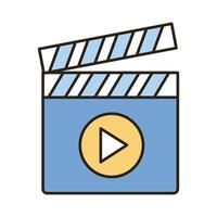 icono de estilo de relleno y línea de cine claqueta vector