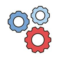 machine gears line and fill style icon vector