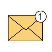 correo de sobre con la línea número uno y el icono de estilo de relleno vector