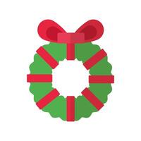 merry christmas wreath flat style icon vector