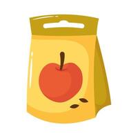 icono de estilo plano de bolsa de semillas de manzana vector