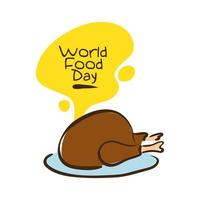 world food day celebration lettering with turkey flat style vector