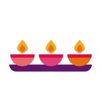 velas de diwali en el icono de estilo plano de estante vector