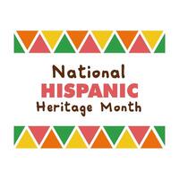 national hispanic heritage lettering in frame flat style icon vector