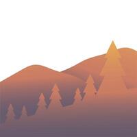 pine trees in front of mountain landscape design vector