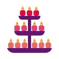 diwali candles in shelving flat style icon vector