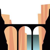 bridge silhouette in front of mountains landscape design vector