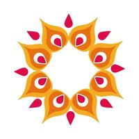 diwali flower petals decoration flat style icon vector
