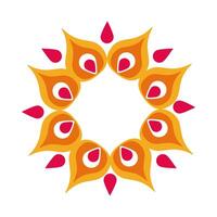 icono de estilo plano de decoración de pétalos de flor de diwali vector