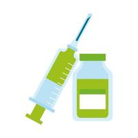 jeringa de vacuna con icono de estilo plano de drogas vector