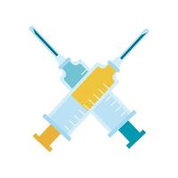 jeringas de vacuna cruzadas icono de estilo plano