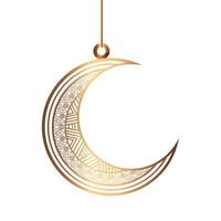 eid celebration ornament on white background, moon hanging vector