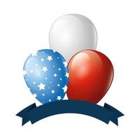 Isolated usa balloons with ribbon vector design