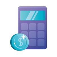 Isolated calculator and coin vector design