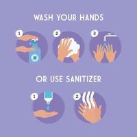 Hands washing technique using sanitizer vector design