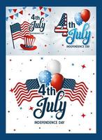 Usa icon set on frames of independence day vector design