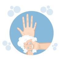 Hands washing with soap vector design