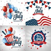 Usa icon set on frames of independence day vector design