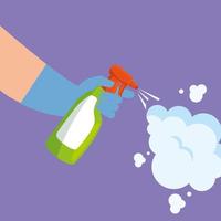 Hands holding spray and smoke vector design