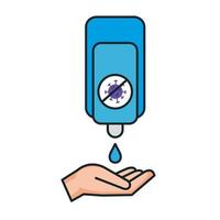 Hands sanitizer bottle and hand vector design